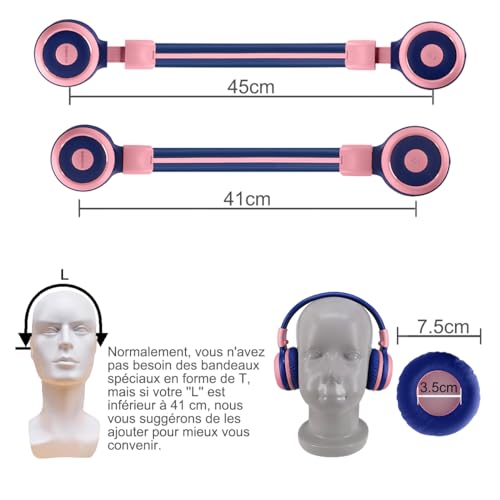 Oreillette stéréo Bluetooth pliable rose pour apprentissage autonome