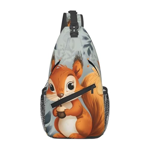 Mochila cruzada estilo sling con diseño de ardilla miniatura 1