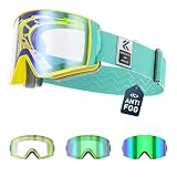 KAPVOE Gafas de Esquí Fotocromáticas para Hombre Mujer y Jóvenes Lentes Magnetizadas Protección UV400 Antiniebla Idóneas para Esqui Snowboard y Patinaje sobre Hielo Casco Compatible con Lentes 06
