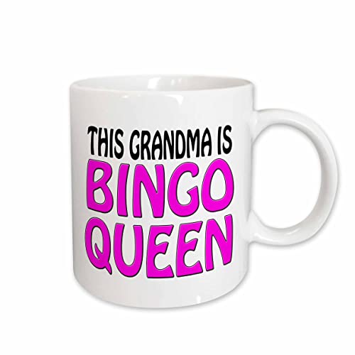 3dRose This grandma is bingo queen, Hot pink 11oz Mug
