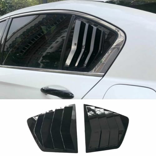XITER 2PCS ABS Carbon Fibre Racing Style ABS Rear Side Window Louvers Air Vent Scoop Shades Cover Blinds for Honda Civic 9th Sedan 2012-2015 (Glossy black)
