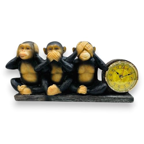 Image of AUGEN Polyresin Three Wise Monkeys Statue Showpiece for Home Decor Decoration and Gifting (6772A7, 23.5cm)