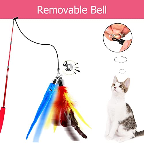 Oodosi Cat Toy Wand, Retractable Cat Feather Toys And Replacement Refills With Bells, Interactive Cat Toys For All Kind Of Cat Kitten #TOP4