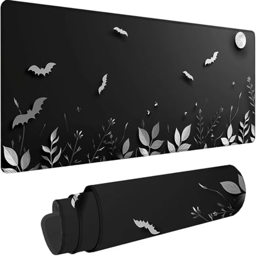 Alfombrilla ratón XXL 700x300 negro con diseño de luna y bordes cosidos M-6