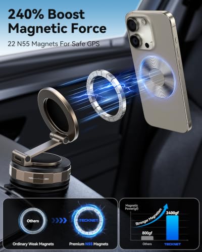 Tecknet Magsafe Vacuum Magnetic Car Phone Mount w/ 360 Rotation 9.99 + Free Shipping w/ Prime or on 35+ + 50% Off Code GXVA8AJM - image 3