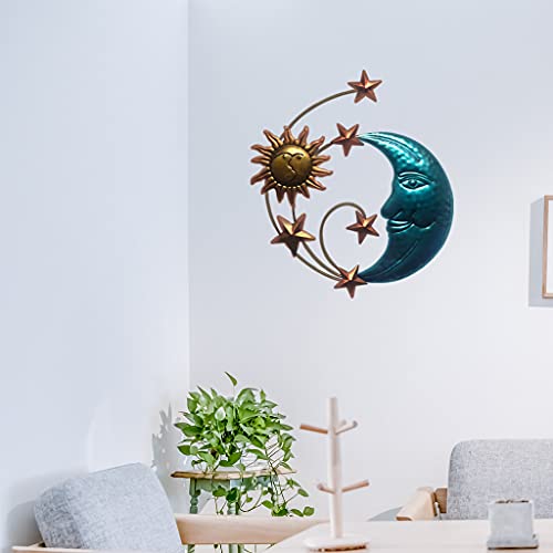 Bynnix Metal Sun Moon Face Statue Art Wall Hanging Ornaments Home Balcony Bedroom Indoor Outdoor Garden Office Decorations Sun Moon Statue Hanging Ornaments #TOP5