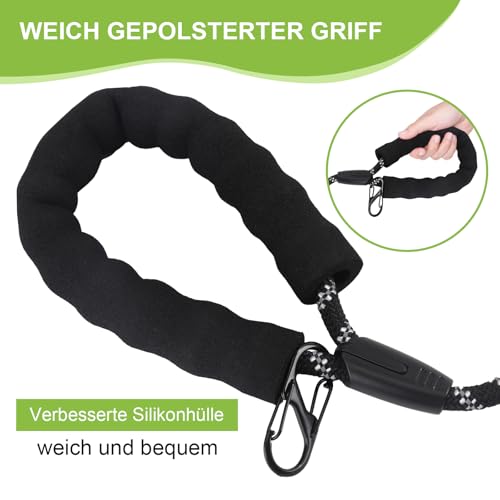 Reflektierend Schleppleine für Hunde, 5m Hundeleine mit Gepolsterten Griff und 2 Karabinerhaken,Starke Hundeleine Große Mittlere Hunde,5m 10m 20m Lang,Abschließbarer Karabiner (Schwarz, 5M X 9MM)