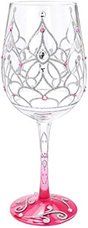 NymphFable Colorful Wine Glass Princess Crown Artisan Painted Glass 15 oz Novelty Gift for Birthdays,Weddings,Valentine's Day