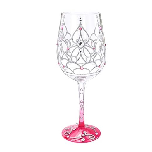 NymphFable handmålat vinglas Prinsessans krona Hantverkare målat glas 15 oz Nyhetspresent till födelsedagar, bröllop, alla hjärtans dag