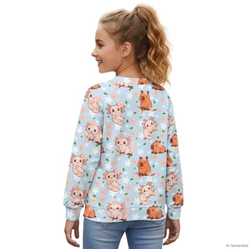 Image of Girls Cardigans Sweater Long Sleeve Crew Neck Button Down Sweaters School Outerwear for Kids Fall Winter Tops