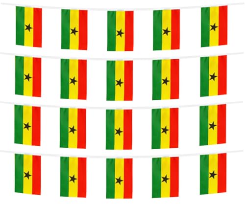 FFILL Ghana Banner Flag String, Ghana Mini Flag Small Banner, for Party, Shops and Bars Decorations, And International Day Celebrations. (Ghana)