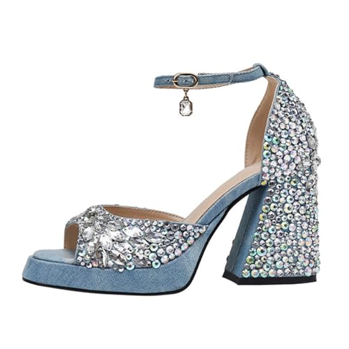 Image of Goolita Womens Open Toe Pearl Platform Heels For Women Chunky Buckle Ankle Strap Wedding Heeled Sandals Dress Evening Bride Bridal Shoes