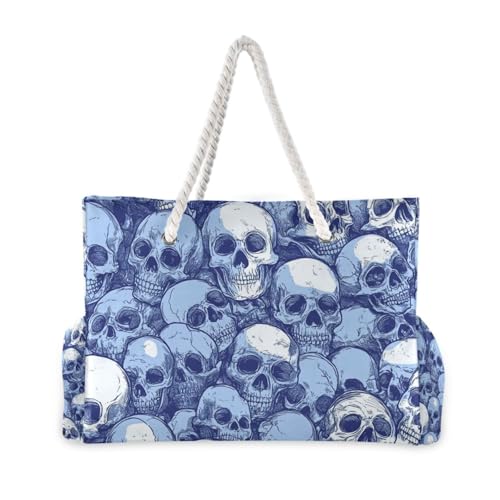 Funny Skull Bag For Women Waterproof Sandproof with side pockets Large Women Tote Bag for Pool Gym Grocery Travel2