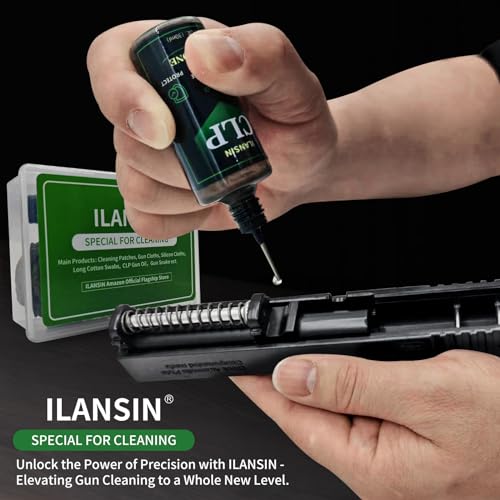 ILANSIN 5oz CLP Gun Cleaning Kits (1oz Needle+ 4oz Spray) with Gun Cloth,Gun Cleaning Patches,6\'\' Gun Cleaning Swabs, Gun Brushes, Cleaning Picks, Gun Cleaning Supplies Storge in A Plastic Toolbox