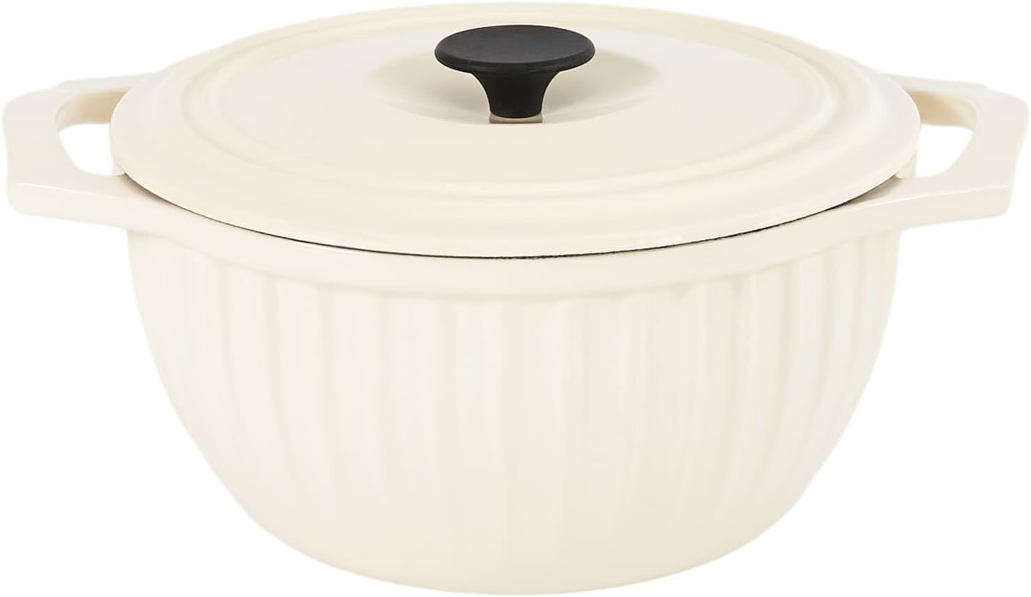 Yanzao Olla de horno holandés de hierro fundido esmaltado con tapa y asa, 4.75 cuartos de galón, interior de cerámica, antiadherente, olla grande de