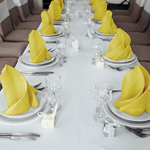 Talvania Cloth Napkins - Set of 12 Dinner Napkins - Soft Poly Cotton Washable Napkins - Reusable Fabric Table Napkins - 18” X 18” - Perfect for Events, Weddings, Parties, Hotels & More (Gold) - Thumbnail 5