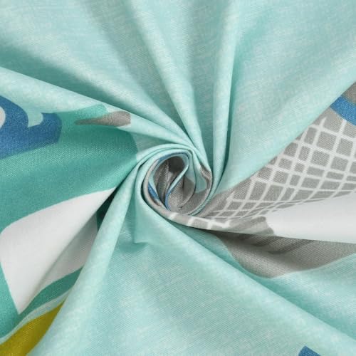 Image of RD FABS Glace Cotton Wrinkle Free Soft Hypoallergenic Double Bed King Size Bedsheet with 2 Pillow Covers, Cartoon Printed for Kids Room Boys Girls, 90x95 Inches, Sky Blue, Car Bus Design, 144 TC