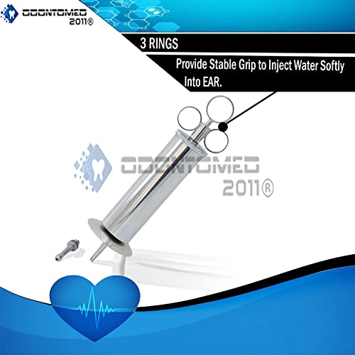 OdontoMed2011® EAR WAX REMOVAL SYRINGE 3 OZ - BRASS WITH CHROME FINISH IDEAL FOR HOUSEHOLD, EMT, FIREFIGHTER, STUDENT, SCHOOL AND HOBBY ODM