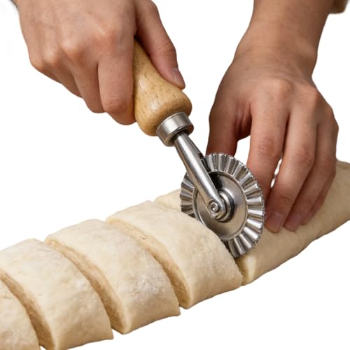 Rueda Para Pastelería - Herramienta De Cocina Para Repostería Con Mango De Madera | Cortador De Diámetro 3.8 Cm Para Base De Tarta,Para Amasar y Hacer Tartas y Galletas en Cocina Hogar