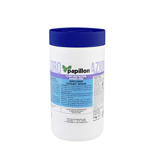 PAPILLON CLORO MULTIACTION PER PISCINE PASTIGLIE 20 GRAMMI CONFEZIONE 1 KG (clorazione, flocolazione, alghicida)