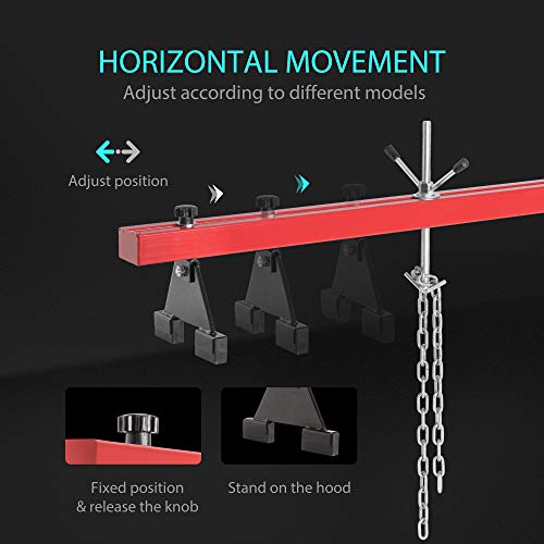 Specstar 1100 Lbs Engine Support Bar Transverse Hoist For Motor Transmission With 2 Points Lift Holder And Dual Hooks #TOP4