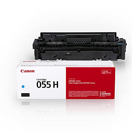 Canon Genuine Toner, Cartridge 055 Cyan, High Capacity (3019C001) 1 Pack, for Canon Color imageCLASS MF741Cdw, MF743Cdw, MF745Cdw, MF746Cdw, LBP664Cdw Laser Printer