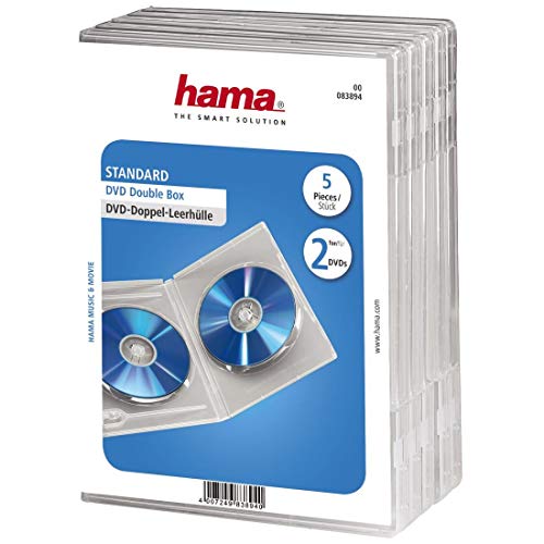 Hama Double DVD Jewel Case 5 Transparent 2 Discs Transparent CD Cases 5 Transparent 2 Discs