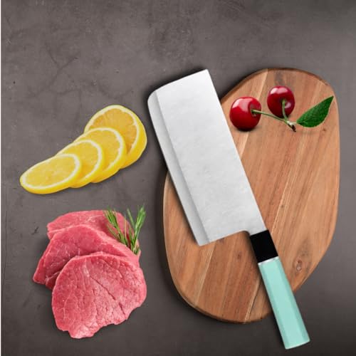Image of Machado Cleaver Knife Set - Stainless Steel Butcher Knife with Easy Grip Handle & Sharpening Rod - Heavy Duty Kitchen Knife for Meat, Poultry, Fish & Vegetable Chopping