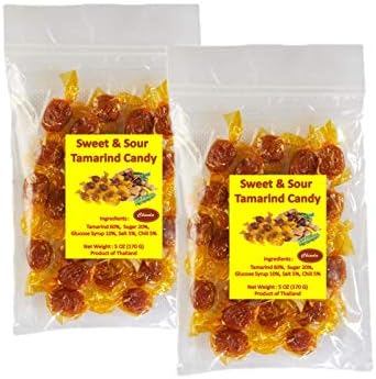 Chinda Thai Sweet & Sour Tamarind Candy (Makahm Kaew) Individually Wrapped 6 oz (Pack of 2)