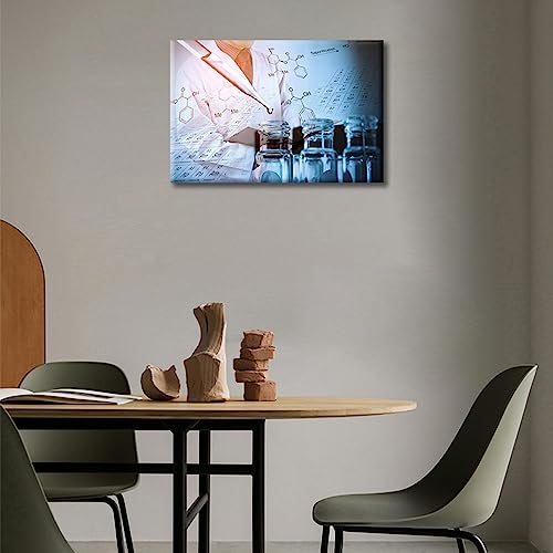Image of TUMOVO 1 Panel Chemical Equations and Periodic Table Poster Artwork Canvas Wall Art Home Decor Clinical Laboratory Bathroom Decor Wall Art Print on Canvas Framed Ready to Hang (12 inch Wx18 H)