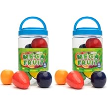 Chewing Gum for Kids - 2 Inch Jumbo Bubble Gum - 6 Pcs Mega Fruit Shaped Gumballs - Assorted Fruit Flavored Gums Pack of 2