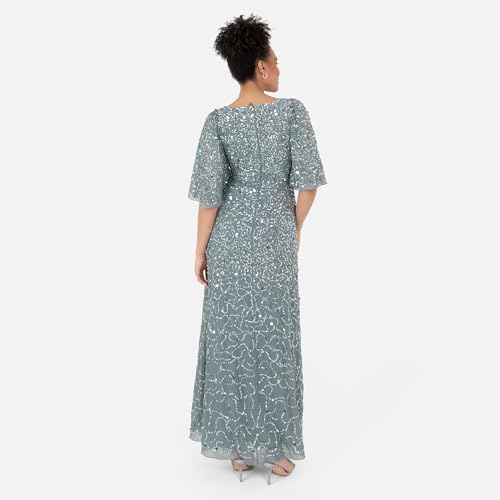 Robe maxi de mariée et cocktail coupe trapèze à manches courtes amples - 4