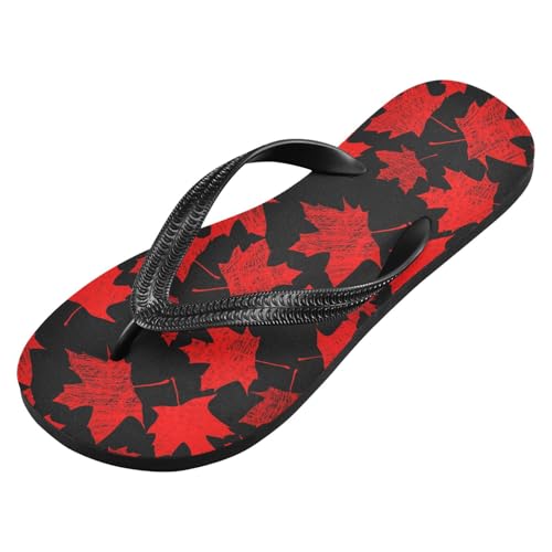 Sinestour Maple Leaf Sketch Orange Maple Leaf Red Flip Flops for Beach Thong Sandals Anti-slip Lightweight Beach Slippers for Summer Travel Swim2