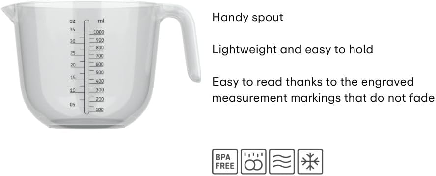Mepal - Chef it measuring cup - Easy to read engraved scale - Ergonomic handle - Lightweight material - 1000 ml - Transparent