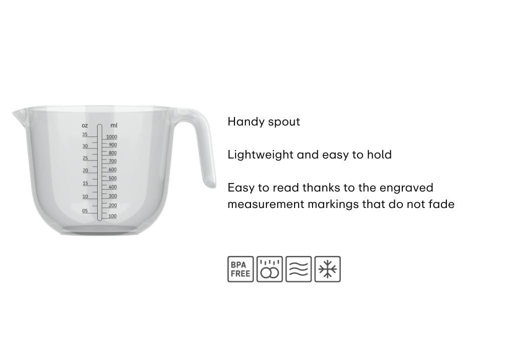 Mepal - Chef it measuring cup - Easy to read engraved scale - Ergonomic handle - Lightweight material - 1000 ml - Transparent