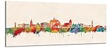 Acrylglas Wandbild Rostock Skyline/Panorama - Acrylglas mit Alu-dibond-Aufhängesystem - Farbe (div. Größen) - Kunst Druck auf Acrylglas 50x140cm