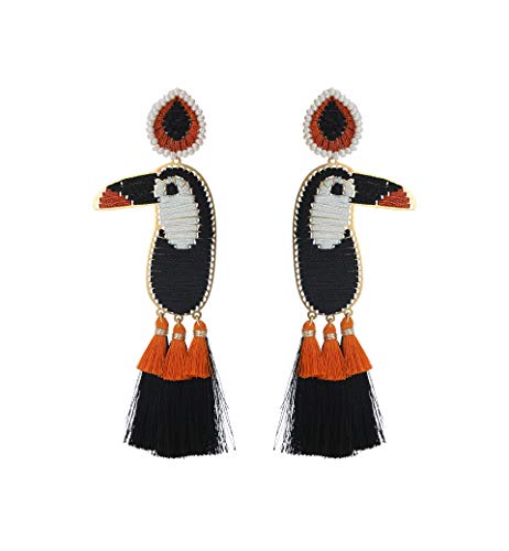 Mercedes Salazar - Handmade long toucan dangle earrings Mercedes Salazar - Handmade long toucan dangle earrings