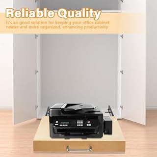 Memorywuu 19" Wide Big Printer Pull out Tray Pull out Drawers with Sliding Rails Screws Slide out Shelf Wood Slide out Tray Cabinet Organizer for Office Desk Sliding Storage, Hold up 80 Lbs