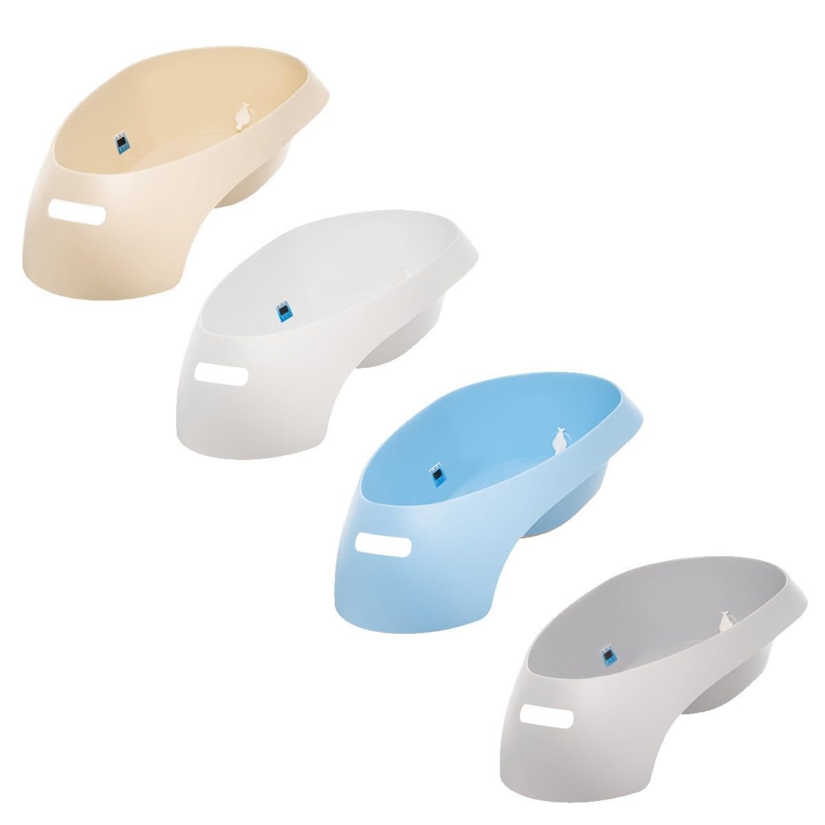 TEGGI Baignoire ergonomique bébé avec thermomètre Blanc + Pied + Tuyau