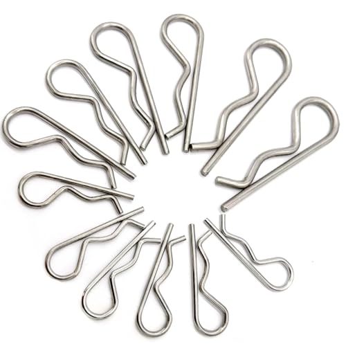 Image of 12Pcs Stainless Steel Heavy Duty Hitch Pins Clips R Clips Spring Retaining Wire Hair Pins Cotter Pin Strong Spring R Clip for Trailer Tractor Mower Carts Truck Clip 4Sizes M3x60 M3.5x75 M4x85 M5x100