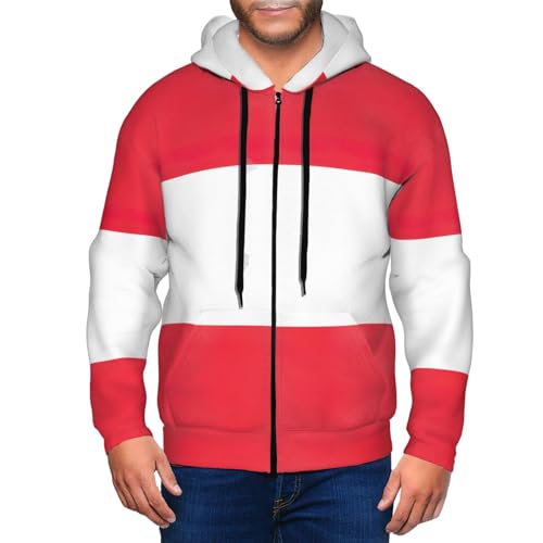 Sweat à capuche pour homme veste décontractée zippée drapeau autrichien - 7