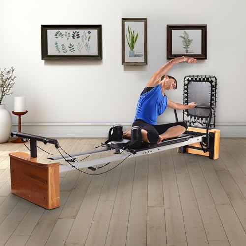 AeroPilates Pro Series Reformer - Pilates Reformer Workout Machine for Home Gym - Cardio Fitness Rebounder - Up to 300 lbs Weight Capacity