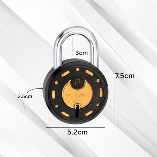 Image of Azco Round Locks Multiple Keys Padlocks 50mm 7 Levers Double Locking, Strong Hardened Shackle Lock and Key for Home Door Shutter Shop Office Main Gate (10 Keys 50mm Black Pack of 1)