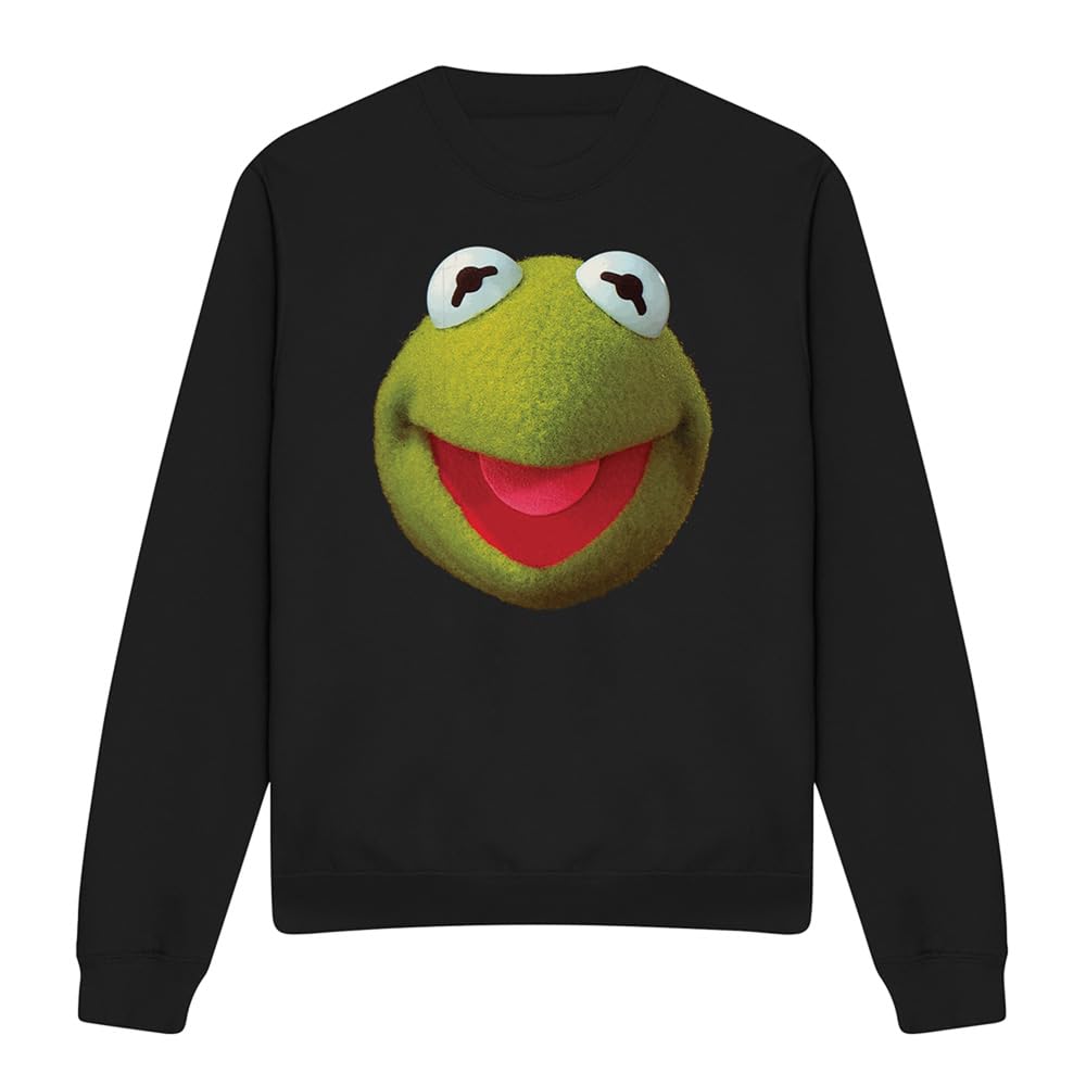 Muppets Disney The Kermit Face Unisex Sweatshirt, Black, Medium