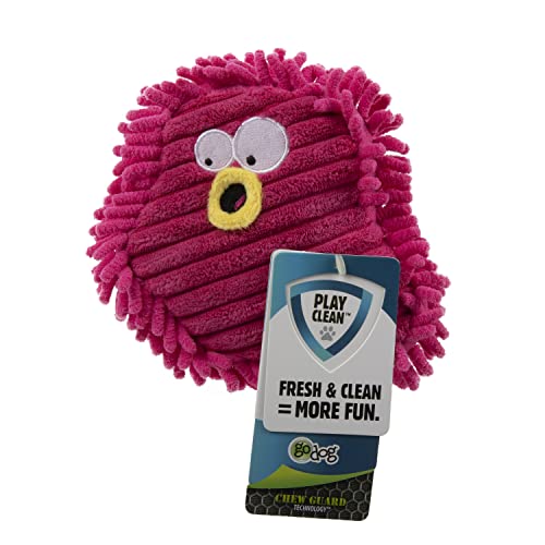 Image of goDog PlayClean Germs Squeaky Plush Dog Toy with Odor-Eliminating Essential Oils, Chew Guard Technology - Pink, Small