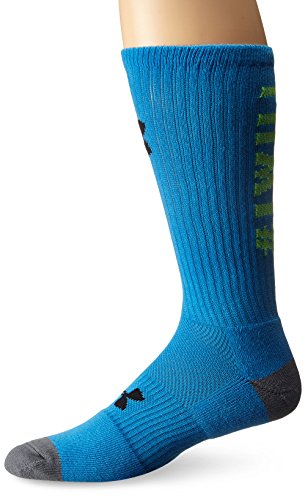 Under Armour Men's I will Crew Socks, Electric Blue/Hyper Green, Large