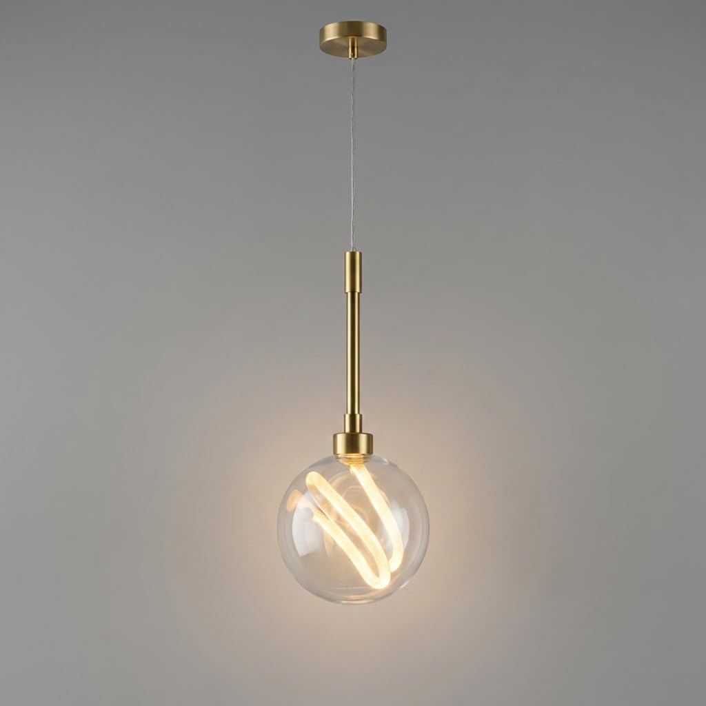 Pendant Light for Ceiling | 3-Color CCT (Warm + Natural + Cold White) | Gold Metal Globe Hanging Lamp for Living Room Bedroom Dining-image-49