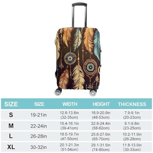 Vintage Ethnic Tribal Feather Luggage Cover, Washable Elastic Suitcase Cover Protector Fit 18-32 Inch Luggage2