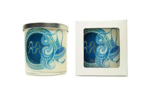 Aquarius Zodiac Candle - Natural Soy Candle, 12 oz Glass Soy Candle, Gift Ideas, Handmade Candle, Scented Candles Handmade, Zodiac Sign Candles