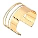 MXYZB Stainless Steel Smooth Hollow Hoop Open Ended Wide Cuff Bangle Bracelet, Adjustable